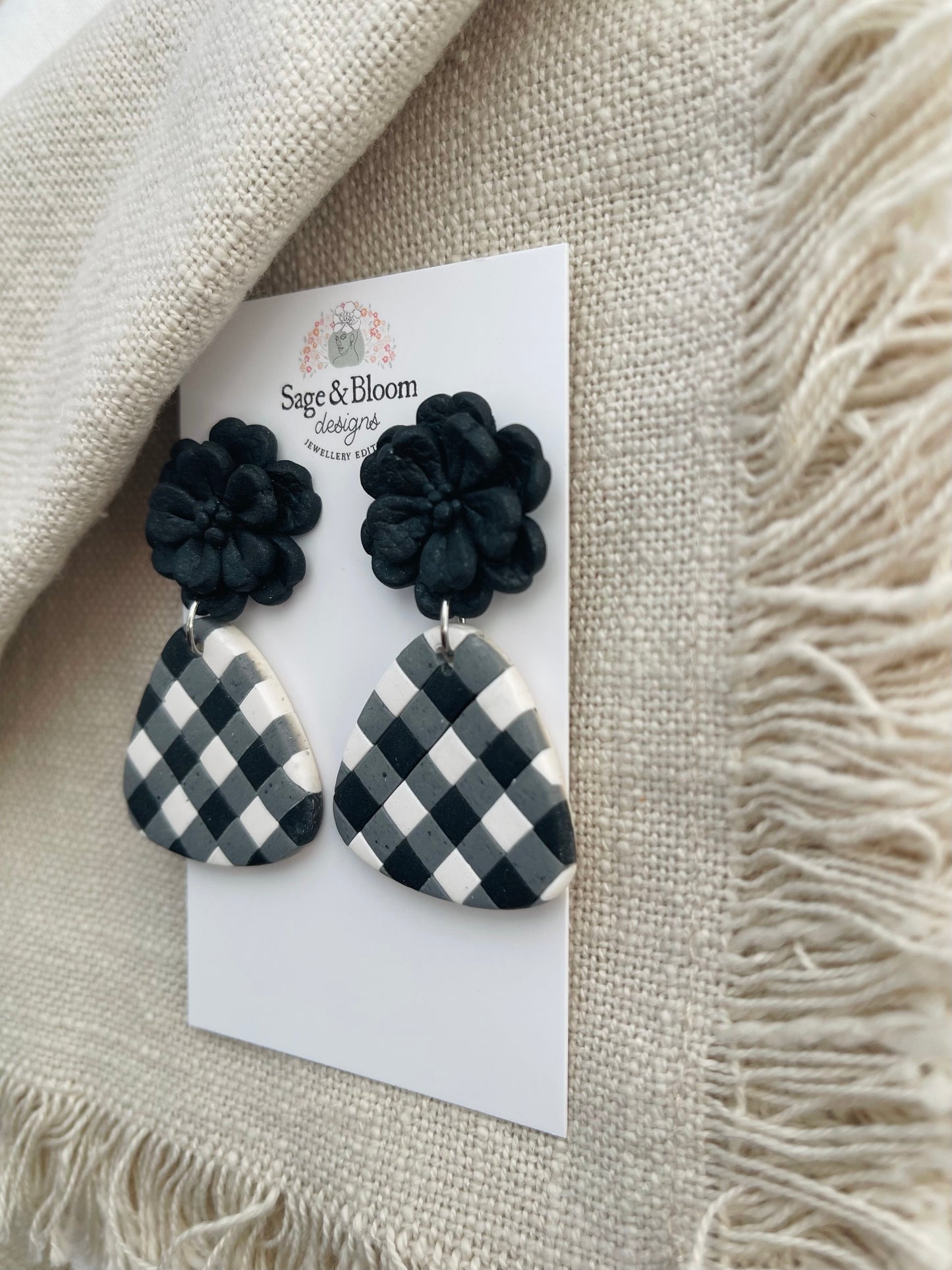 Statement Black Gingham Dangle