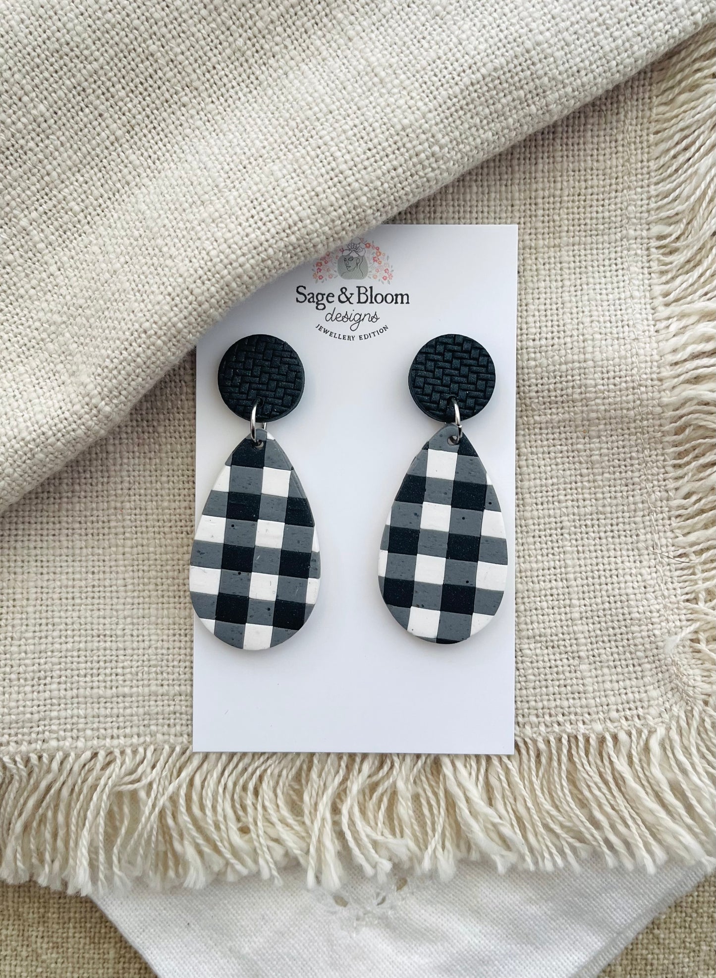 Classic Black Gingham Teardrop #2