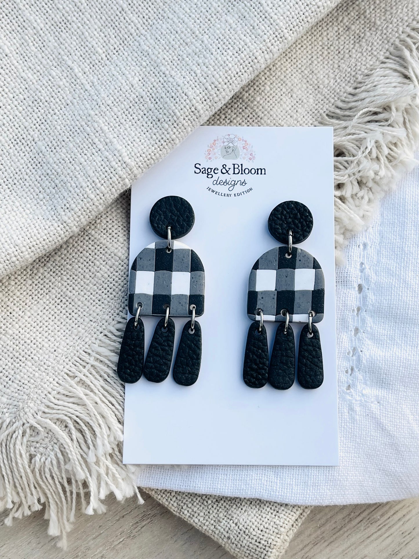 Simple Statement Black Gingham Dangle #1