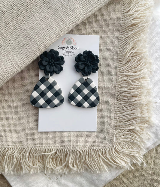 Statement Black Gingham Dangle