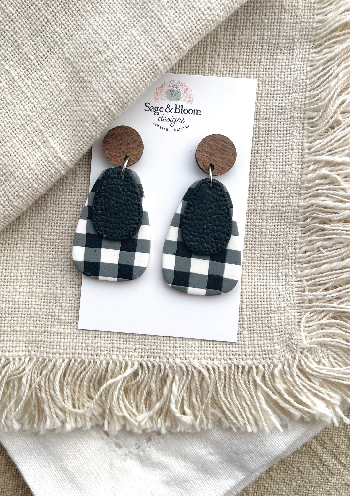 Classic Black Gingham Dangle (Large)