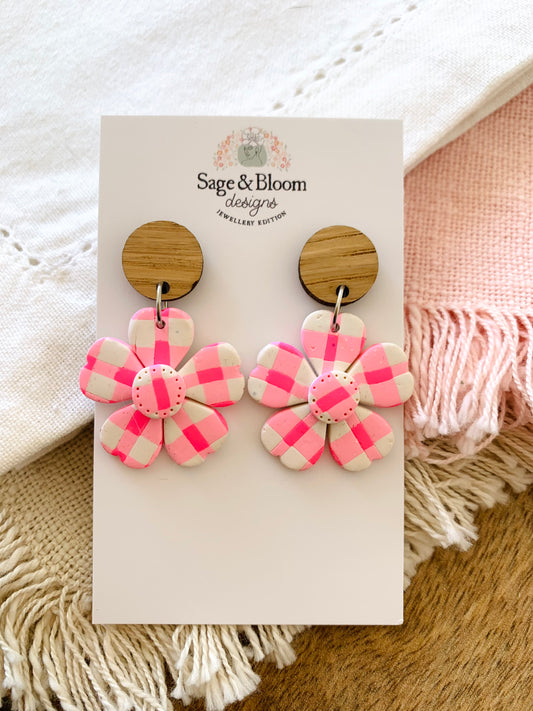 Gingham Bloom Pink (flat style)