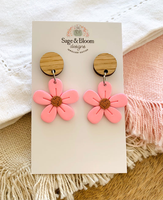 Petite Leather Look Bloom - Pink