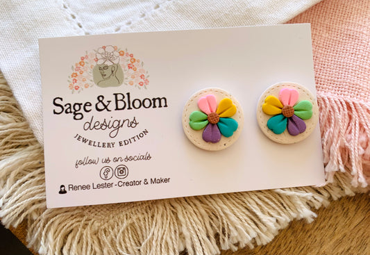 Rainbow Flower Studs
